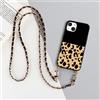 Pnakqil Custodia per iPhone 15 Pro Max 6.7 con metallo Collana Cordino Cinturino, Ultra Sottile Nero Antiurto Bumper Cover con Rimovibile Catena Corda con Aesthetic Carino Motivo,Leopardato2