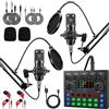 ALPOWL Pacchetto attrezzatura podcast per 2, interfaccia audio microfono cardioide BM800 per giocatori e mixer DJ tutto in uno, perfetto per streaming live, canto, YouTube, giochi