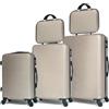 CELIMS Set Valigie 5 Pezzi - Valigia Grande 23 kg + Valigia Media + Valigie Bagaglio a Mano + 2x Beauty Case da Viaggio - Champagne