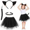 Capaneus Costume da Gatto Bambina, Orecchie Gatto Bambina, Nero Tutu Gonna Tulle, Vestito Gatti di Carnevale Set-1x Cerchietto, 1x Papillon, 1x Collana per Ragazze Carnevale Halloween Festa Cosplay