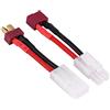 VUNIVERSUM Set di 2 adattatori per batteria Lipo Premium in Giappone da 13.5 mm, connettore femmina a T-Dean, spina a T maschio, spina dorata, 14 AWG, compatibile con modelli Tamiya RC