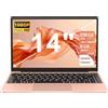 Generico PC Portatile 14 Pollici Celeron N4020, Win 11 Notebook con 5G WiFi 6GB+256GB SSD Expansion 1TB, BT4.2 Supporto Mouse Wireless & Protezione Tastiera - Gold