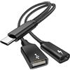 MOGOOD Adattatore da USB C a USB con ricarica USB C, splitter OTG USB C con ricarica rapida PD da 60W compatibile per Galaxy S22,Switch, Google Chromecast con Google TV,Pi-KVM,stampante 3D, Octo4a,Pixel 4XL