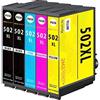 Amaprint 5 cartucce compatibili con Epson 502XL Multipack per WF2860 WF2860dwf WF2865 WF2865dwf WF2880 WF2880dwf WF2885 WF2885dwf XP5100 XP5105 XP5115 XP5150 XP5155