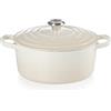 Le Creuset Cocotte rotonda Evolution in ghisa vetrificata con Coperchio, diameter 22 cm, Meringue, 21177227164430