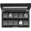 ROTHWELL 10 Slot Leather Watch Box - Luxury Watch Case Display Jewelry Organizer - Locking Watch Display Case Holder with Large Glass Top - Watch Box Organizer for Men and Women