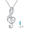 VONALA Collana musicale in argento Sterling 925 con ciondolo a forma di musica, con zirconi cubici, regalo per donne e ragazze, 24mm x 9,5mm, 18-20 inches, Argento sterling, Zirconia cubica