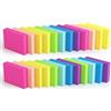 KIFZM 24 mini Blocchi per Appunti Adesivi da 3,8 x 5,1 cm, 80 Fogli/Blocco, per Piccoli Promemoria in Uffici, Scuole e Famiglie, 38 x 51 mm, Colori Vivaci