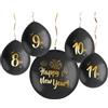 Folat 63766 Palloncini in lattice - Set conto alla rovescia - BlackGold HNY - 33 cm & 61 cm - 5 pezzi - Decorazioni Festa Capodanno Nero Oro, Veglione Cenone di San Silvestro, Buon Anno