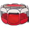 FM2018XSL Recinto per Animali Domestici, Portatile Gabbia, Tenda Cucciolo Gattino, Sala Parto Gatti, Recinzione Pieghevole in Tessuto Oxford Resistente (Rosso + Beige, M(91 * 91 * 58cm))