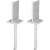 Alberts GAH-Alberts 215163 215521 - Supporti per pali a T, da avvitare o da cementare, zincati a caldo, dimensioni: 130 x 80 mm, 200 mm, set da 2 pezzi