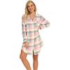 Misscoo Camicia da Notte Donna Cotone Manica Lunga Camicia da Notte Invernale con Bottoni Flanella Elegante