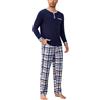 Litherday Pigiama Uomo Invernale Cotone Lungo Completo Pigiama Uomo Morbido con Tasche e Coulisse Pigiama Uomo Elegante Caldo per Casa Relax Notte Blu Royal L