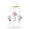 Bustlwor Carillon a Vento con Nuvole e Palline di Feltro, Decorazione Sospesa (Rosa)