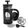 bonVIVO Caffettiera a Stantuffo French Press 3 Tazze (350 ml) - Caffettiera in Vetro Borosilicato e Acciaio Inox per Caffè, Tè, Infusi e Cold Brew - Design Elegante Nero