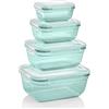 Grizzly Contenitore per Alimenti con Coperchio - Set da 4 - Ermetico - Anti Perdite - senza BPA (Rettangolare - 1x(400, 800, 1400, 2300) ml, Verde Menta)