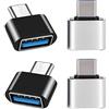 iJiGui Adattatore USB C a USB 2.0 (4 Pezzi), Adattatore Tipo C a USB-A OTG Connettore, per MacBook Pro 2019/2018, Samsung Galaxy, Google Pixel Nexus (Nero + Argento)
