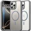 TAURI Cover per iPhone 16 Pro Max con Pellicola in Vetro Temperato,[Compatibile con MagSafe] Magnetica Custodia per Sottile Anticaduta - Grigio