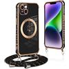 Pnakqil per Magnetica Cover per iPhone 14 Plus con Cordino, Ultra Sottile Cuore Silicone Custodia con Laccio Tracolla, Elettrolitico TPU Case con Collana per iPhone 14Plus 6.7 Pollic, Nero