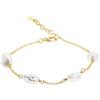 Secret & You Bracciale di perle coltivate acqua dolce con quattro perle di forma Keshi barocche 8-9 mm - Catena in argento sterling 925 placcato oro 18k di Secret & You - 17-20 cm di lunghezza.