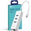 TP-Link Adattatore USB Ethernet UE330C USB 3.0 Type C con 3 Porte, Gigabit Ethernet, Plug & Play, Compatto e leggero, Windows 11/10/8.1/8/7, MacOS, iPadOS, Chrome OS, Linux OS, Nintendo OS
