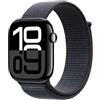 Apple Watch Series 10 GPS 46 mm Smartwatch con cassa in alluminio Jet Black e Sport Loop Inchiostro - One Size. Fitness tracker, app ECG, display Retina always-on, resistente all'acqua