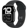 Apple Watch Series 10 GPS 42 mm Smartwatch con cassa in alluminio e cinturino Sport Loop Nero - S/M. Fitness tracker, app ECG, display Retina always-on, Carbon Neutral