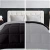 Home Tresor Trapunta Invernale Matrimoniale 260x260, Piumone Caldo Letto Autunno Inverno Tinta Unita Double-Face Imbottita Morbida Microfibra Modello Giuditta Quattro Stagioni Bicolore Nero&Grigio, Matrimoniale