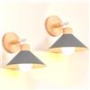 iDEGU 2 Pezzi Lampade da Parete Interno 22cm Applique da Parete in Legno e Metallo Retrò Lampadario Plafoniera Regolabile Illuminazione da Parete Moderna per Camera da Letto, Soggiorno, Bagno (Grigio)