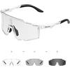 SCVCN Fotocromatici Occhiali Ciclismo Uomo Donna Occhiali Trasparenti da Sole Sportivi Protezione UV400 Occhiali Bici da Corsa Running Bici MTB Bicicletta Mountain Bike S121