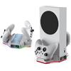 AARONMEI Supporto di raffreddamento e stazione di ricarica per Xbox Series S con luce RGB, caricatore doppio controller e accessorio ventola di raffreddamento con 2 pacchi batteria ricaricabili (Bianco)