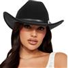FGSS Cappelli da Cowboy da Donna Classici in Feltro, a Tesa Larga, con Fibbia e Cintura, Nero, L