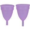 Brrnoo 3 Colori 2 Pezzi/se Coppetta Mestruale per Principianti-morbida Coppetta Mestruale Riutilizzabile Tampone e Tampone Detergente Alternativo Modello Usa e Getta di Coppette in Silicone(Viola)