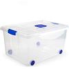 DRW Scatola portaoggetti in PVC trasparente con coperchio e ruote da 57 litri 45x62x32cm