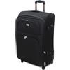 R.Leone Valigia EXTRA LARGE 85x52x35 Ultra Grande Espandibile XXL 4 ruote in stoffa 214 (Extra Large 85x52x35 cm, Nero)