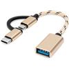 BORLTER CLAMP Adattatore USB C/Micro USB a USB 3.0, Adattatore USB C a USB, Convertitore Micro USB a USB, Cavo Adattatore OTG Compatibile con MacBook, Telefoni Android e Altro Ancora, Oro