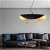 ENXING Lampada A Sospensione LED Moderna Lampada Da Tavolo Da Pranzo Cappello Moda Creativa Foglia D'oro Linea Lampadario Regolabile Altezza Ristorante Camera Letto Lounge Bar Caffetteria Isola Luce,Nero