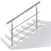 Aufun Ringhiera per scale Ringhiera per corrimano in acciaio inossidabile per scale, interno ed esterno, balcone, parapetto, argento, lunghezza: 200 cm, con 2 traverse