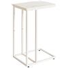 Aibiju Tavolino, Tavolino per Divano, Camera da Letto, Balcone Tavolino in Legno Massello, Struttura Semplice e Stabile, Marmo Bianco Con struttura in Metallo Bianco, YD-TM051W