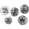 lazzaro italy Monete Antiche Greche placcate Argento - Riproduzione Tetradrammi - SET 5 pezzi