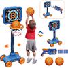 KalaDuck 2 in 1 Canestro Basket Bambini e Tiro al Bersaglio, Altezza Regolabile Canestro Basket da Camera, Tiro al Bersaglio Mobile con Pistola Giocattolo, Giochi da Esterno Regalo Bambini 3 5 7 Anni