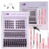Fenshine Cluster Lashes Kit di ciglia individuali a stelo largo C/D Curl 10-16 mm di lunghezza DIY Eyelash Extension ciglia individuali morbide false per uso personale a casa