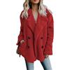OMZIN Donne Giacca Peluche Cappotto Casual Cappotto Finta Lana Caldo Peluche Giacca Inverno Parka Inverno Giacca Outwear Oversize Rosso M