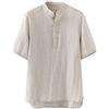 EsukAr Camicia Henley Uomo 100 Lino, Manica Corta Hippie Magliette Casual da Spiaggia con Taschino,Linen,XL