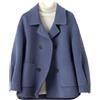 Generic Autunno Inverno Cappotto Donne 100% Lana Cappotto Femminile Giacca Corta Primavera Cashmere Outwear Cardigan Vestiti, Blu, S