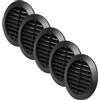 Vent Systems 5 pezzi 80 mm nero copertura di ventilazione - prese d'aria rotonde - copertura griglia - protezione insetti integrata - prese d'aria HVAC per bagno, ufficio, cucina