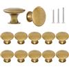 ShipeeKin 12x Rotondo Ottone Antico Manopole Stile Retrò Cucina Armadio Cassetto Fungo Maniglia Tira 30mm / 1.18 pollici con Viti Manopole Rustiche per Comò Porta Bagno Hardware(Bronzo giallo)