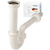 tecuro, 1 sifone tubolare con curvatura antiodore 1/4 per lavabo, in plastica, bianco