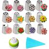 BLUGUL Set per Decorazione Torte, Beccucci Russi, 12 Punte + 1 Sacca + 1 Accoppiatori, per Fiori di Torta/Cupcake