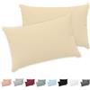 Twinzen® Federe Cuscino Letto (Set di 2) - Beige - per i Cuscini 30x50 cm - 100% Jersey di Cotone - Copricuscino Letto - Federe Cuscino Letto con Cerniera - Fodera Protezione per Cuscino